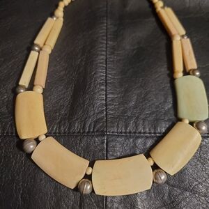 Sterling Silver Bench Bead Bone Necklace